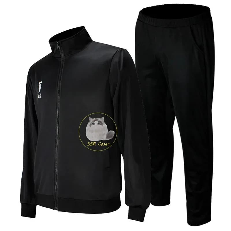 2025 Anime Haikyuu Cosplay Karasuno Costumi High School Pallavolo Club Uniforme Abbigliamento sportivo Giacca oversize Nero 2 pezzi Cappotto Pantalone