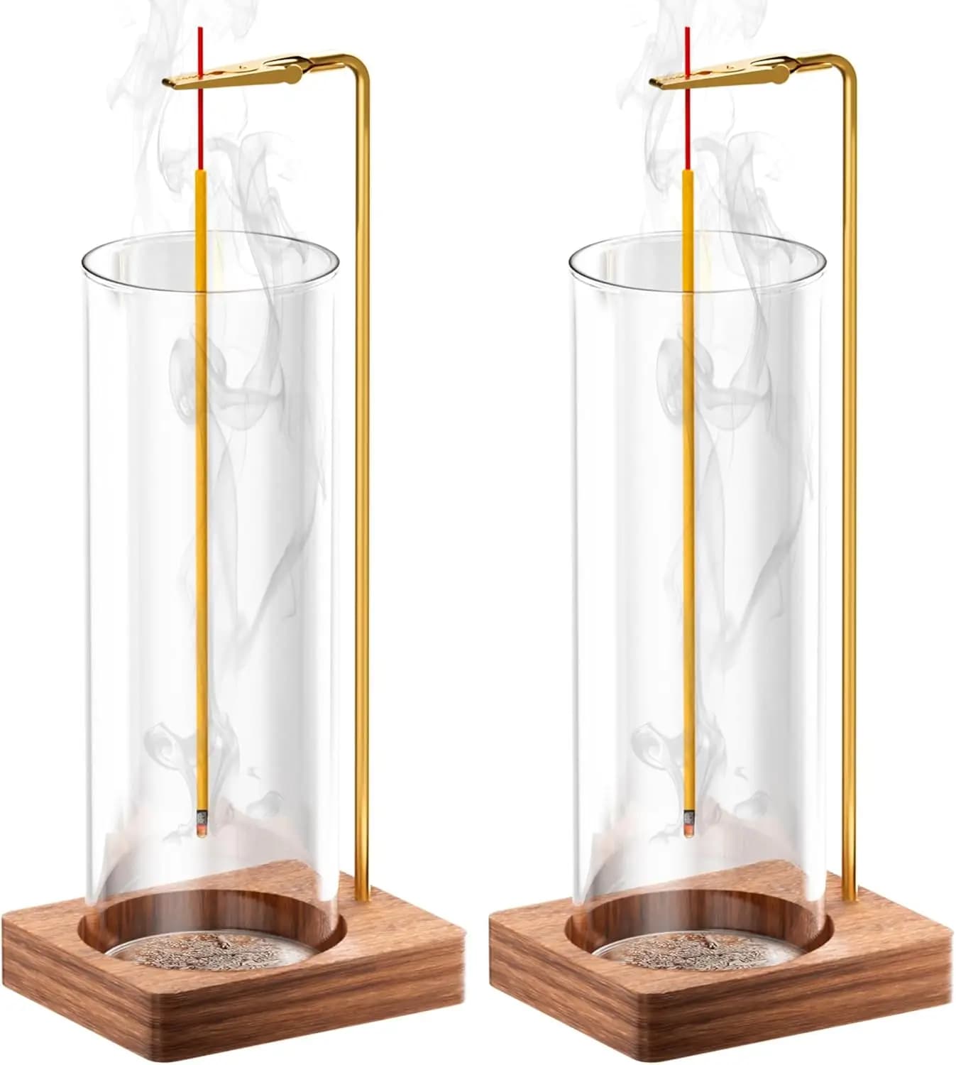 Porta incenso con raccogli cenere in vetro, anti-cenere volante, per yoga, spa, meditazione, decorazioni per la casa (confezione da 2)