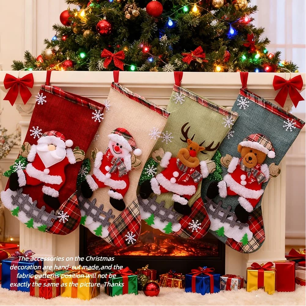 2 pezzi di calze natalizie, calze di Natale per la decorazione dell'albero, calze natalizie personalizzate, sacchetti regalo, sacchetti di caramelle, ornamenti