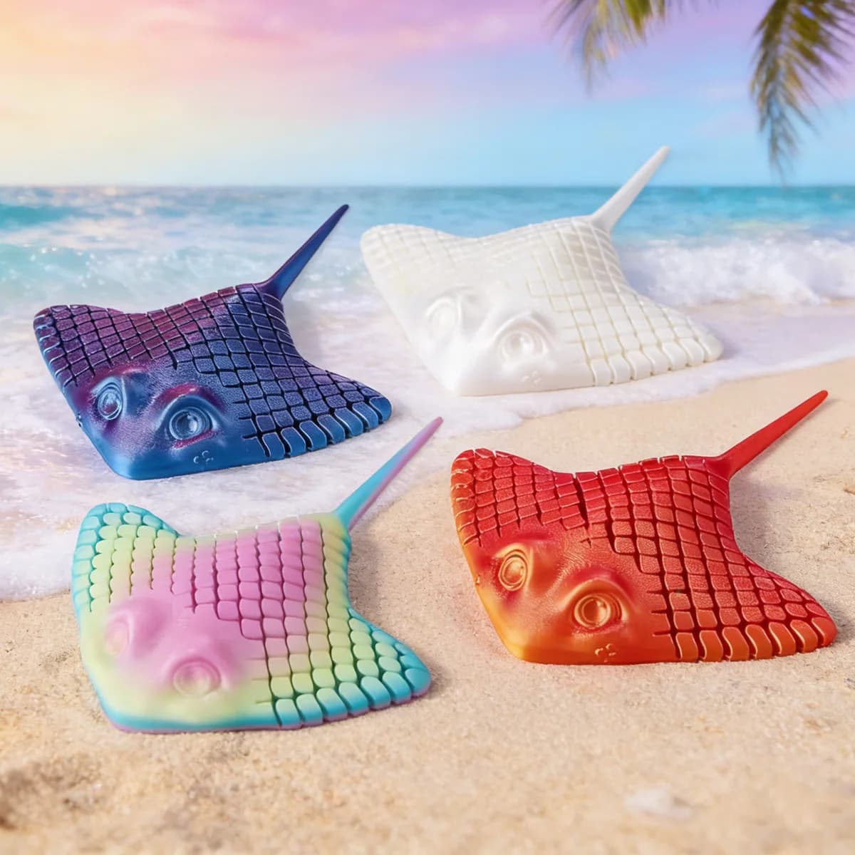2 pezzi di giocattoli antistress a forma di manta ray articolati stampati in 3D, decorazioni flessibili per la scrivania, regali antistress per bambini e adulti