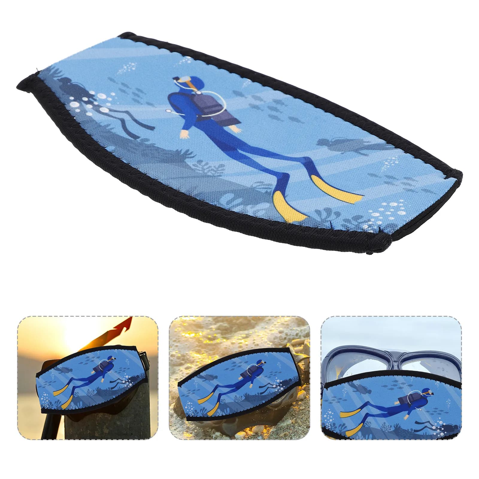Waterproof Neoprene Underwater Mask Cover, Hair Protection, Adjustable Diving Mask Strap, Swimming and Snorkeling Equipment