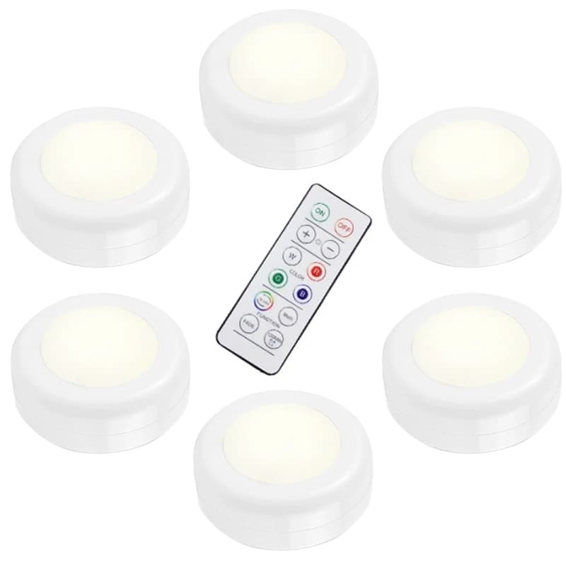 Luci per armadietti con telecomando Luce notturna alimentata a batteria Dimmerabile Luce calda/bianca Luci da cucina Armadio Corridoio Scale Illuminazione