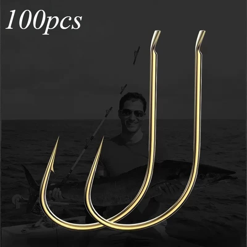 100 pcs/box Steel Spindle High Tenor Carbon Needles Fishing Beams Sea Vessels Single Hoop Hook Set Fishing Accessories In Moscow Face Love