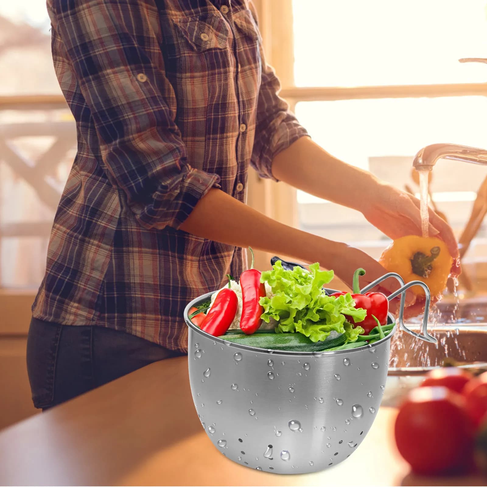 Cestello angolare in acciaio inossidabile per lavello, filtro per rifiuti alimentari, asciugatura e conservazione, multiuso