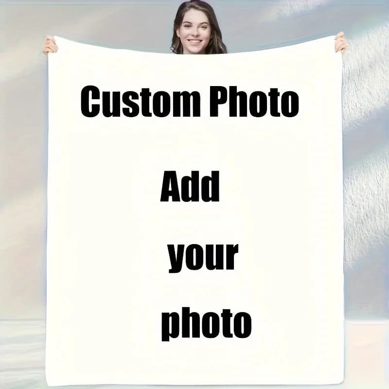 Customizable photo blanket with soft flannel, suitable for all seasons, double-sided perfect for dogs to commemorate nap