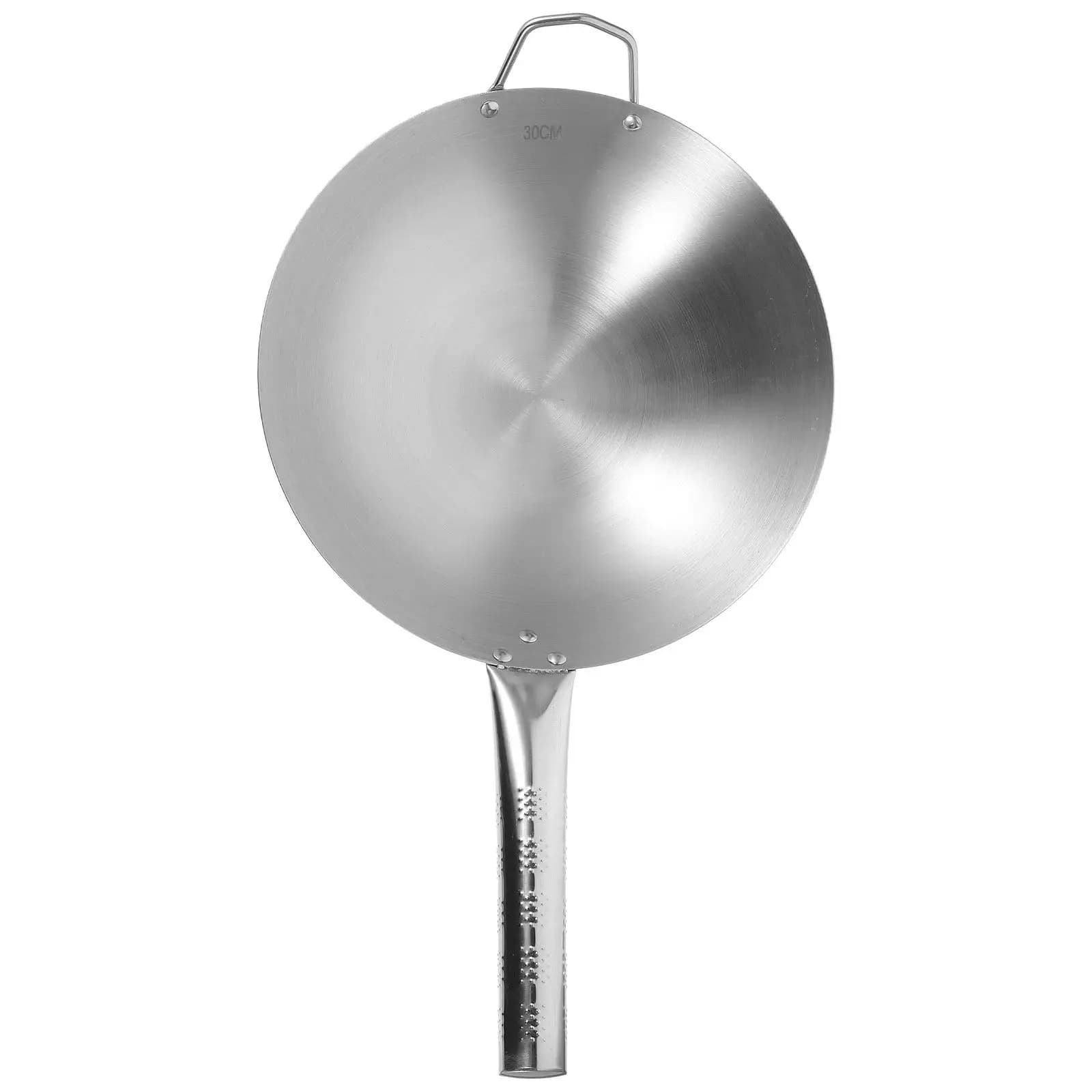1 Pezzo Wok in Acciaio Inossidabile Antiaderente con Manico Lungo, Padella per Frittura con Distribuzione Uniforme del Calore, Facile da Pulire, per Cucina Cinese
