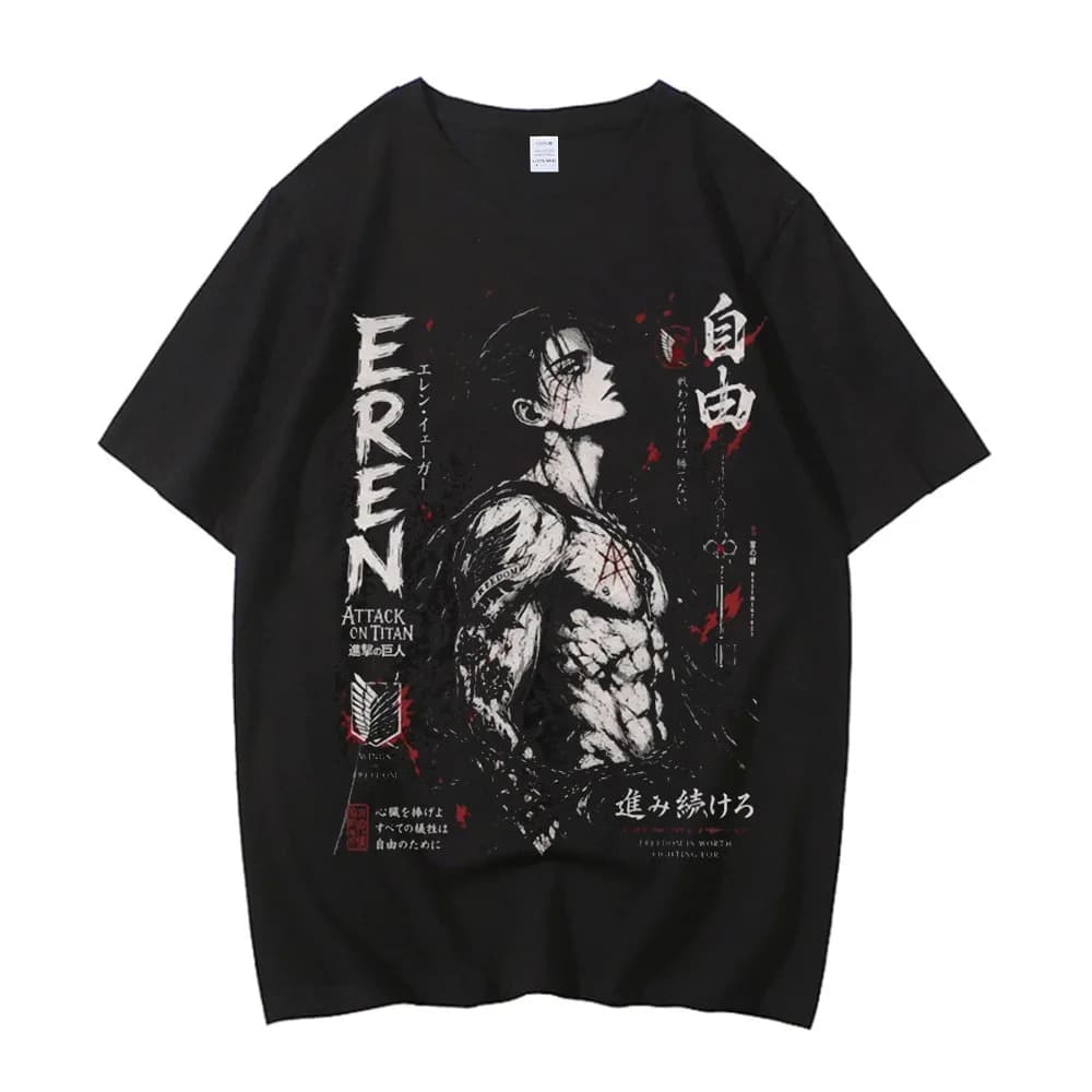 Shingeki No Kyojin cotton tshirt men Pop Culture harajuku 80s Vintage Grunge top tees Graphic 2000s Pop Culture Comfortable Y2k