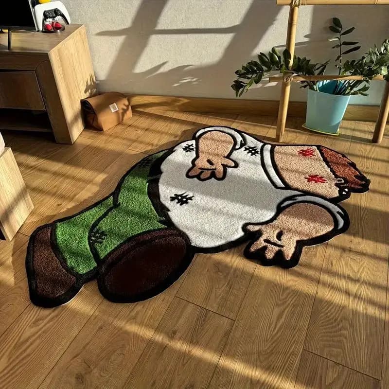 VIKAMA Cartoon Character Alien Rug Soft Non-Slip Bedroom Bedside Mat Gaming Room Balcony Floor Mat Home Decor