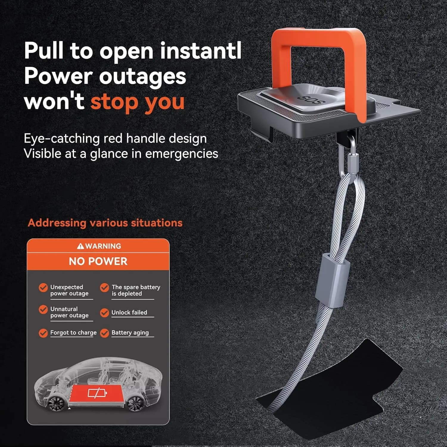 Releasing Emergency Handle and Safety Cord Kit for Tesla Model Y Juniper 2025-2026, for Emergency Car Door