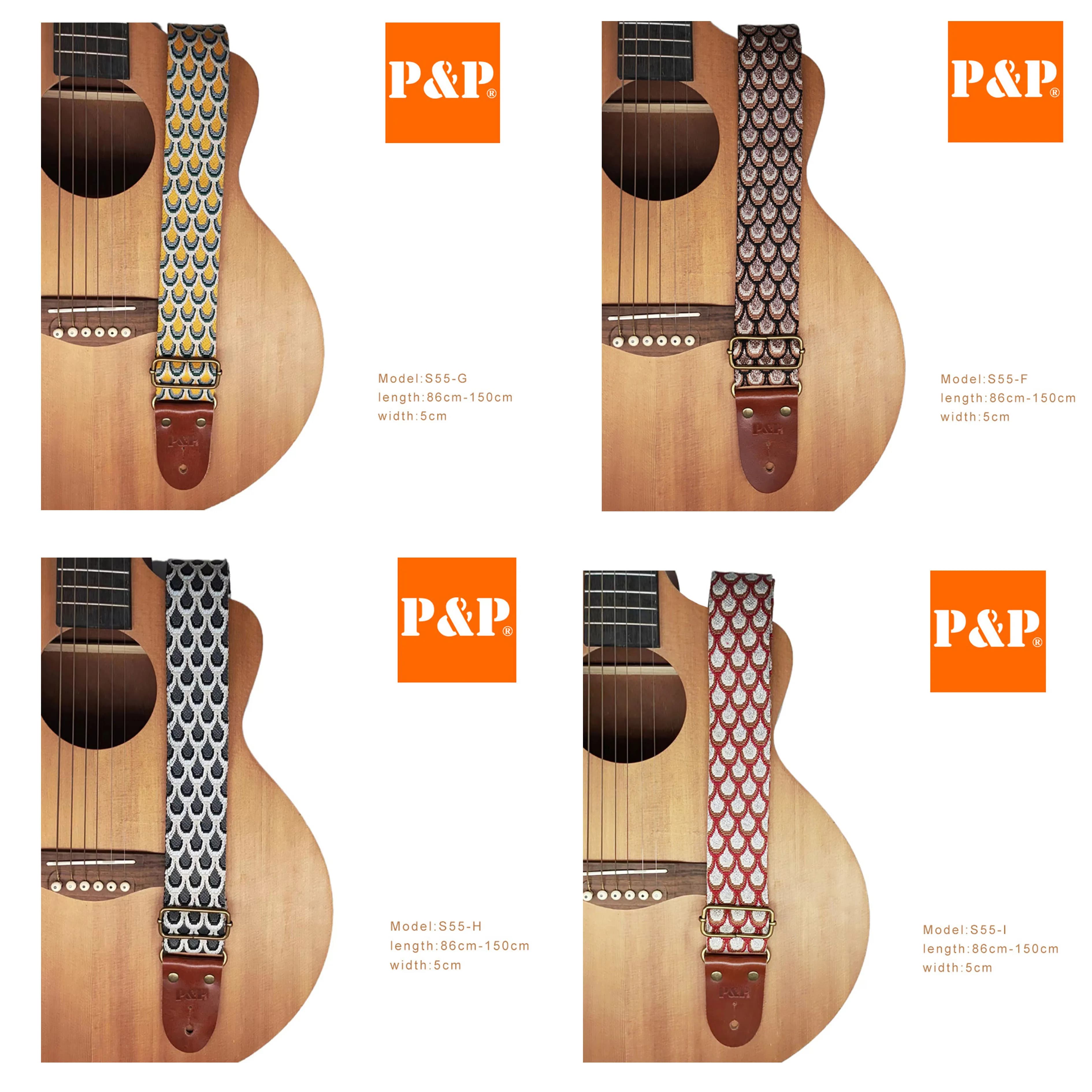 Nuovo stile etnico cinturino per chitarra in pelle jacquard per chitarra acustica elettrica folk accessori per basso ukulele 2025