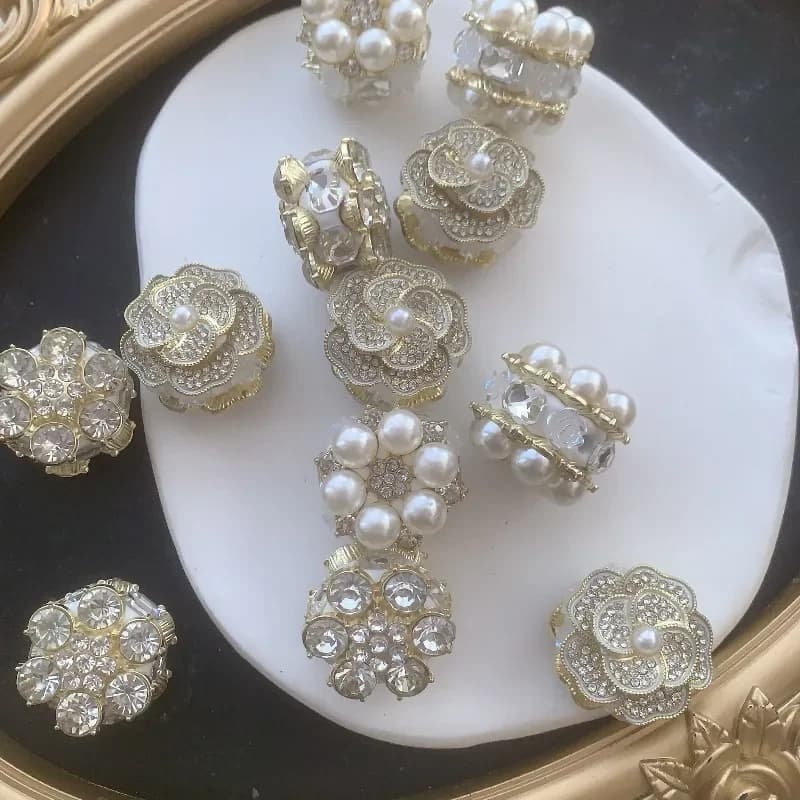 Ins Handmade Boutique Heavy Industry Bead Diamond Ball White Alloy Flower DIY Bead Pen Bracelet Necklace Jewelry Accessories