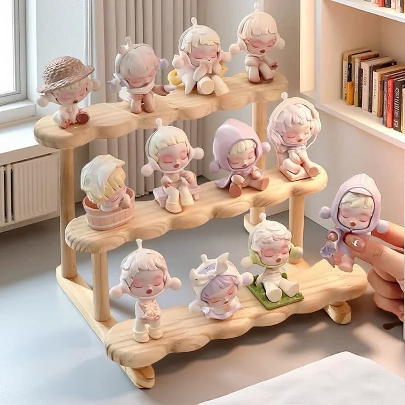 3 Tier Display Pure Solid Wood Figure Display Rack Storage Rack Desktop Trendy Figure Perfume Organizer Dolls Storage Rack