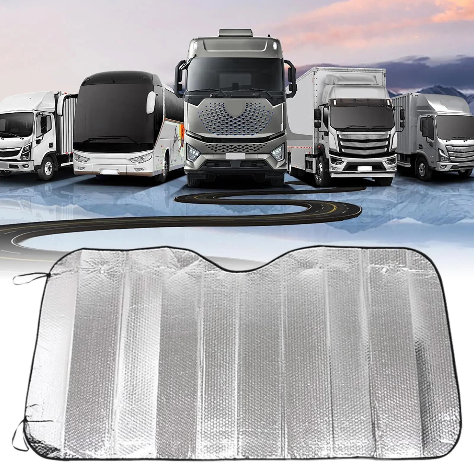 Aggiornamento Parabrezza Parasole 220x70 cm Riflettente Semi Camion Finestra Shades Pieghevole RV Parabrezza Parasole per Camion RV Van