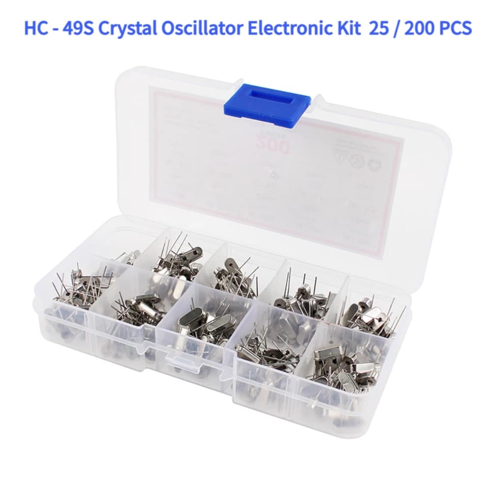 25/200PCS HC-49S Kit oscillatore a cristallo-7/10 tipi di risonatori in ceramica e quarzo, inclusi oscillatori DIP 32.768Mhz