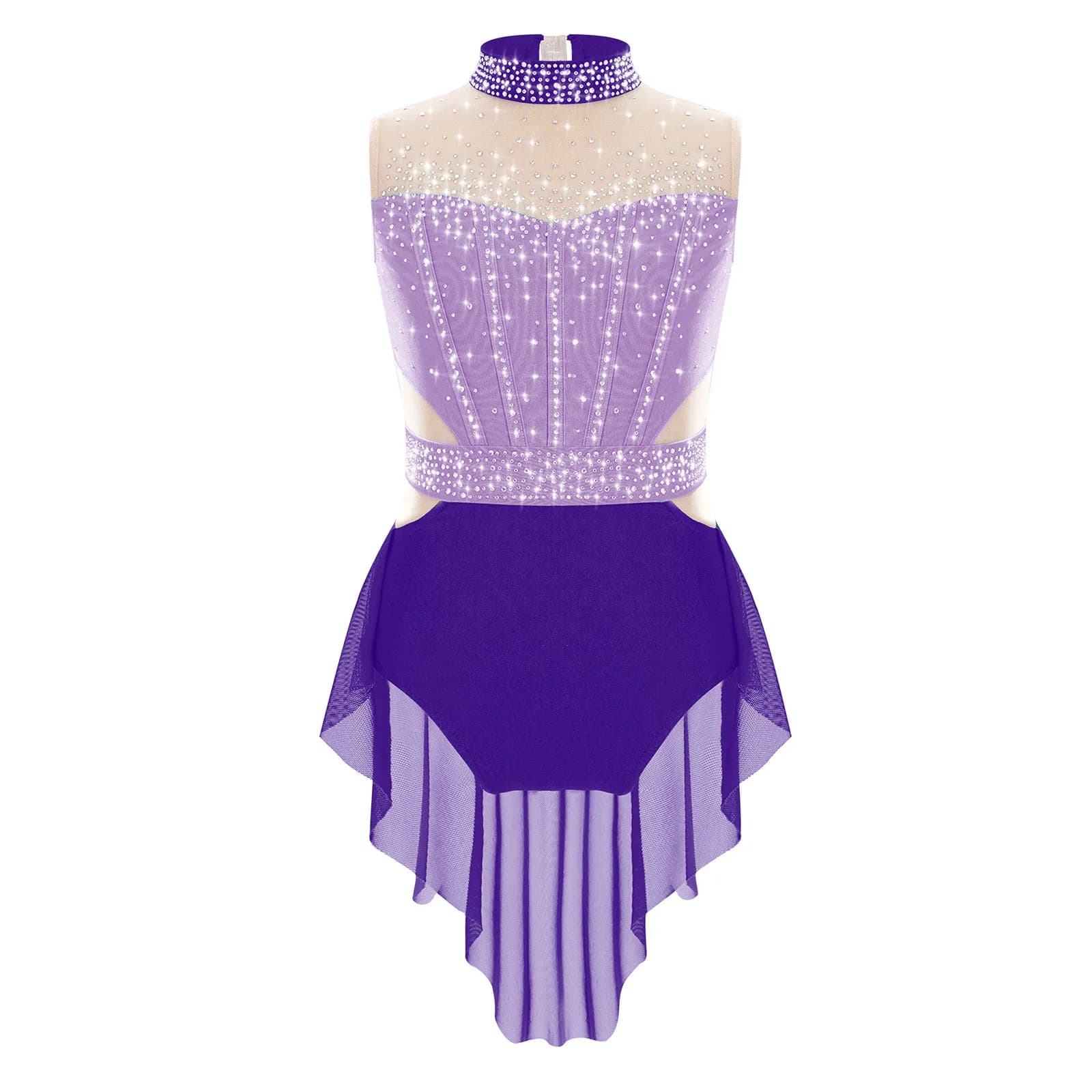 Body da ginnastica per bambina, maglia da balletto, costume da danza lirica, strass lucidi, body con gonna in rete, vestito da pattinaggio di figura