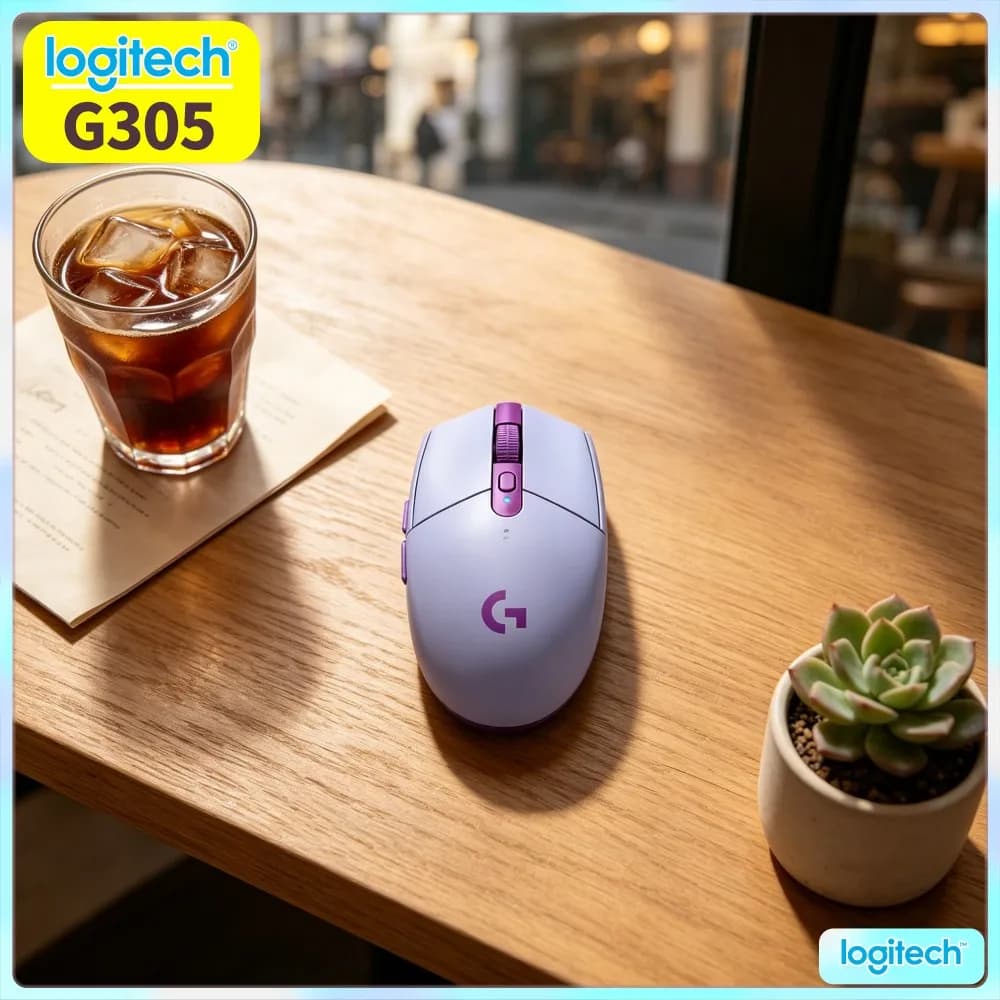 G305 Logitech LIGHTSPEED Wireless Gaming Mouse HERO 12000 DPI 6 Custom Keys Quick Response For PC Mac Game Players
