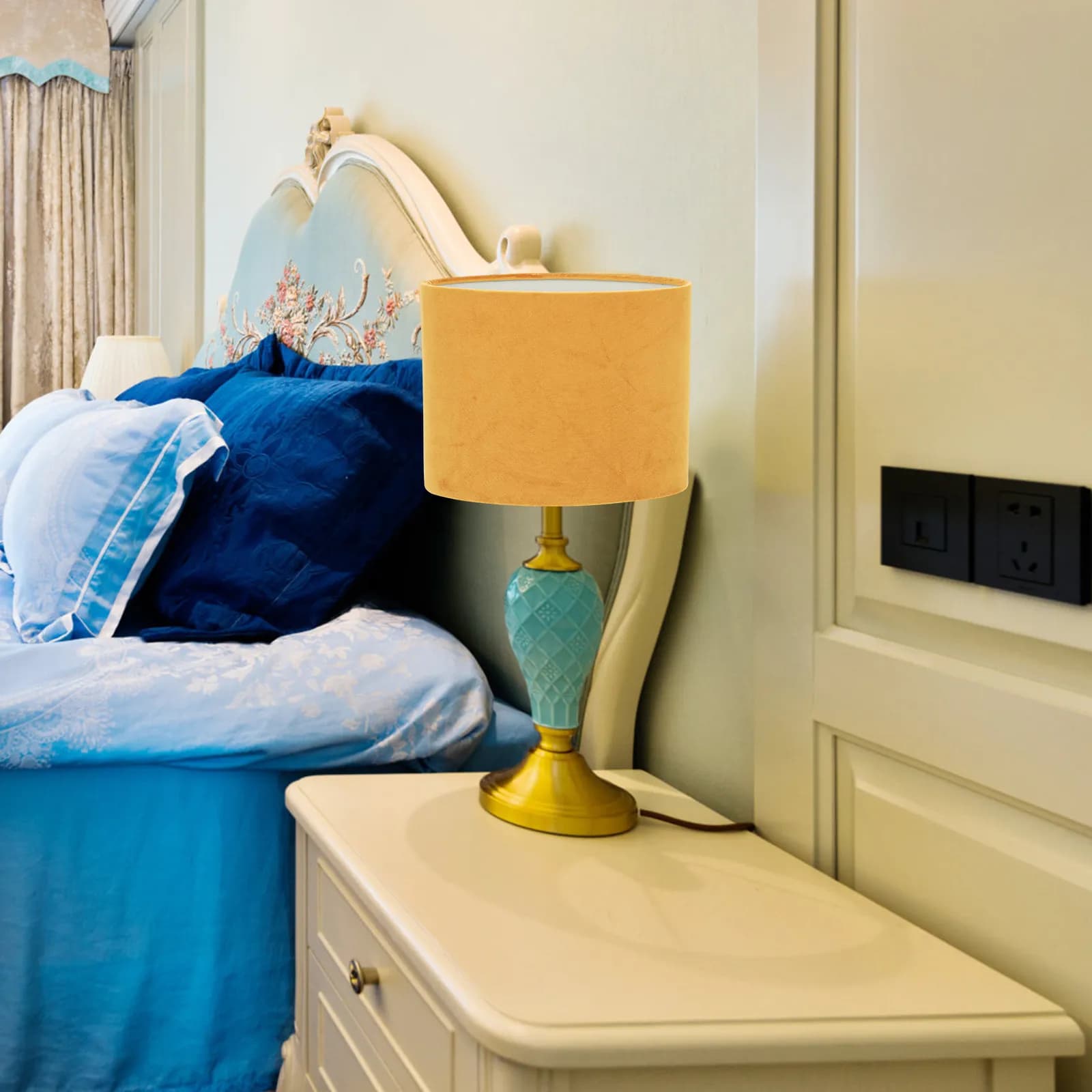 1 Pezzo Elegante Paralume Ovale in Tessuto, Coprilampada da Tavolo Stiloso, Luce Diffusa Naturale, Atmosfera Calda per Camera da Letto e Soggiorno