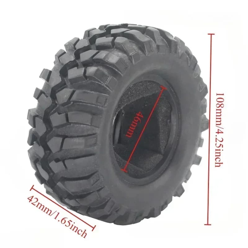 Set di 4 Pneumatici da 1,9 Pollici (96mm/108mm) con Cerchi Beadlock Solidi per Auto RC 1/10 Axial