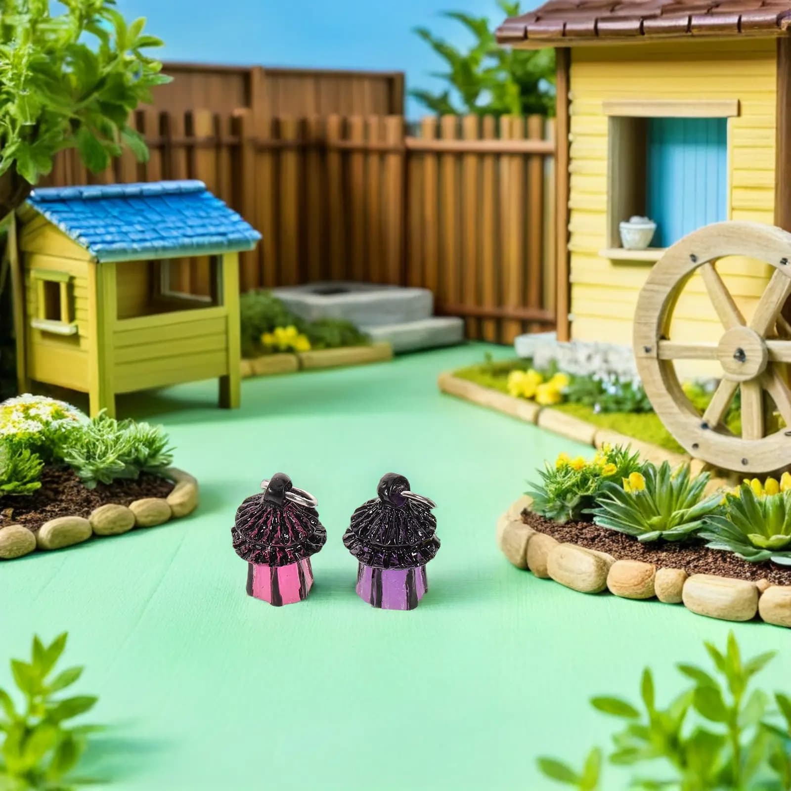 Set di 14 Mini Lanterne da Giardino Luminose, Luci in Resina per Artigianato, Giardini delle Fate, Micro Paesaggi e Villaggi Natalizi