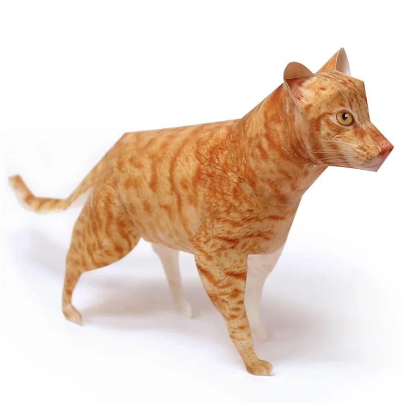 Ocicat Cat Orange Tabby Origami Art Paper Model Realistic Animal Mini 3D Papercraft DIY Kids Adult Handmade Craft Toys WE-017