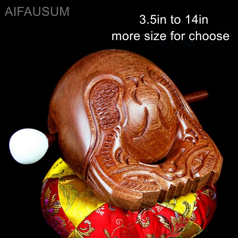 3.5in to14in Taiwan legno di sandalo rosso pesce in legno Muyu intagliato tempio blocco Zen tamburo buddismo percussione