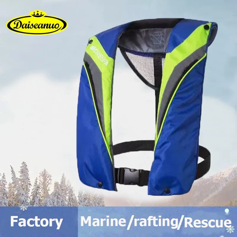 Certificazione CE Giubbotto di salvataggio da pesca con tasca Giubbotto di salvataggio gonfiato automatico manuale 100N 150N PFD Accessori per la nautica da rafting per adulti