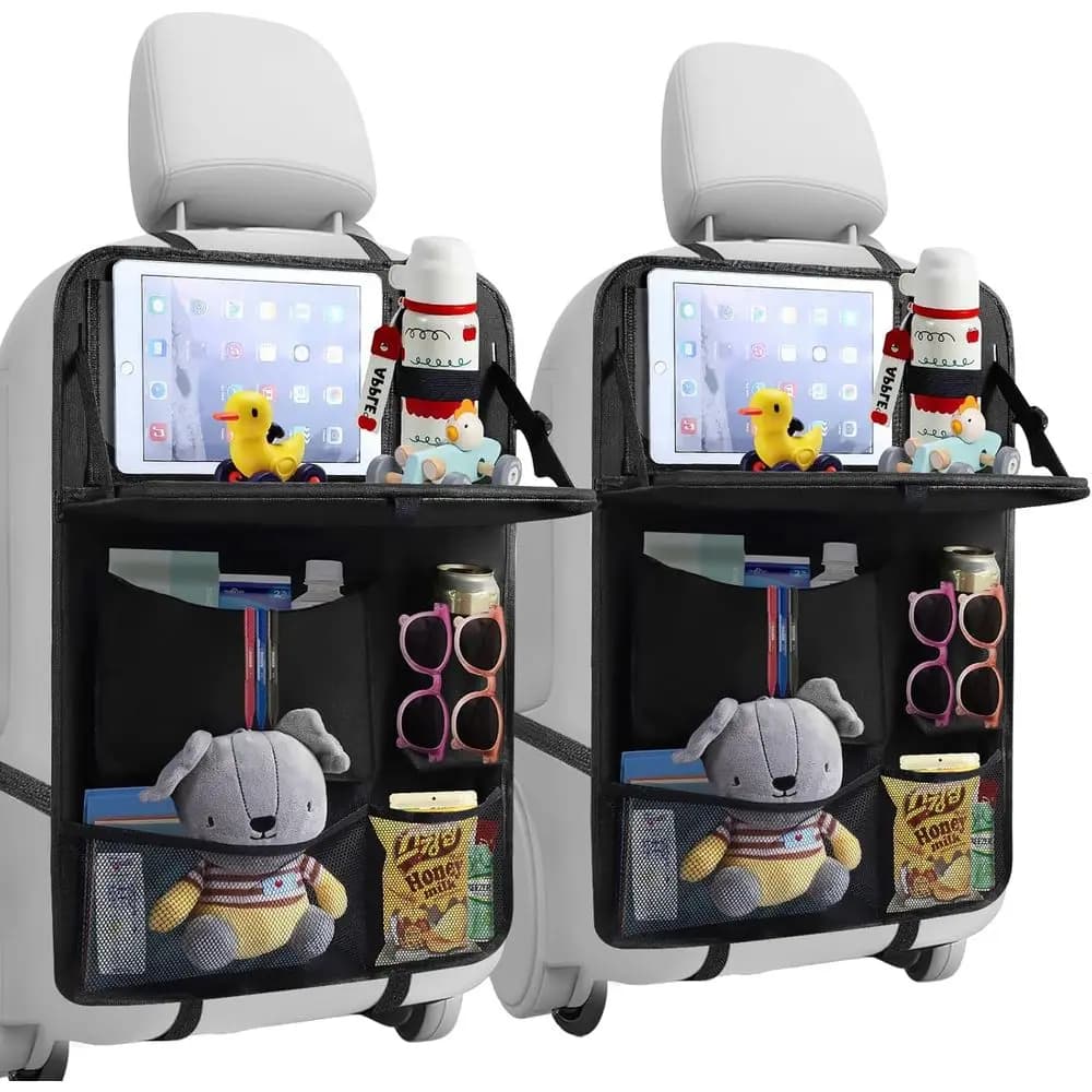 Organizer per sedile auto, organizer per sedile posteriore per bambini, protezione per sedile posteriore con vassoio e porta tablet touch screen