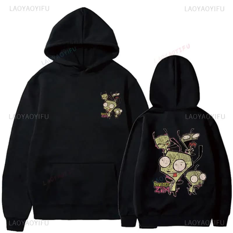 Cute Cartoon Invader Zim Invader Gir Graphic Zim Image Pullover Men Women Retro Thermal Hoodie Fashion Hoodie Streetwear Tops