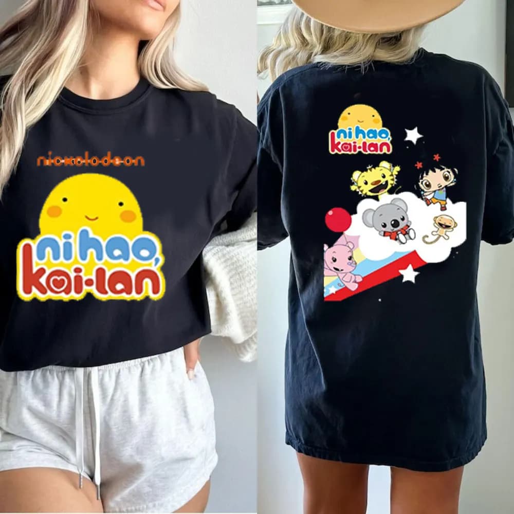T-shirt con stampa Ni Hao Kai-lan in stile carino, da donna, estiva, a maniche corte, casual, streetwear, abbinata per la famiglia, top, vestiti Kawaii