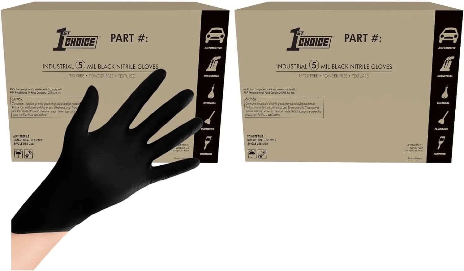Guanti in Nitrile Monouso Senza Lattice, Neri, 5 Mil, per Cucina, Pulizia, Settore Automobilistico, Industria, Preparazione Alimenti, Casa