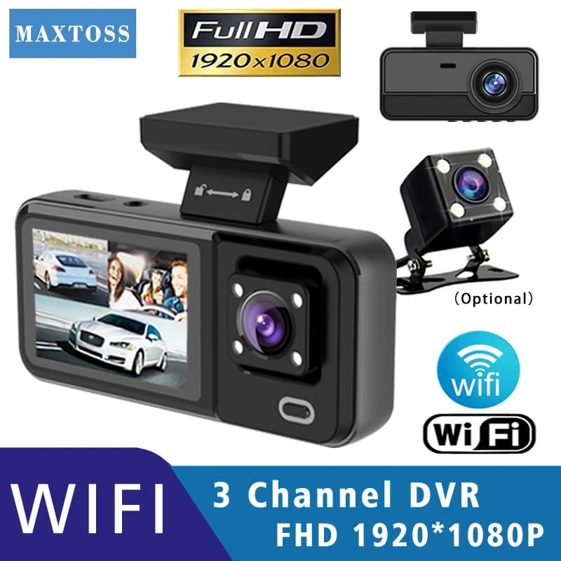 Wifi 3 camera for car DVR HD 1080P 3 channel lens inside the vehicle Dash Cam DVR three way video recorder Dashcam video