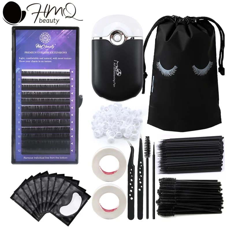 217Pc Lash Extension Kit For Beginner Professional Mini Fan Mascara Brush Micro Applicator Eye Pad Glue Ring Tape Makeup Tools