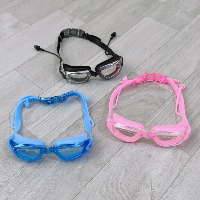 Summer swimming glasses Amber for adults, waterproof, anti-fog, with flat lenses, professional equipment for swimming pool and beach