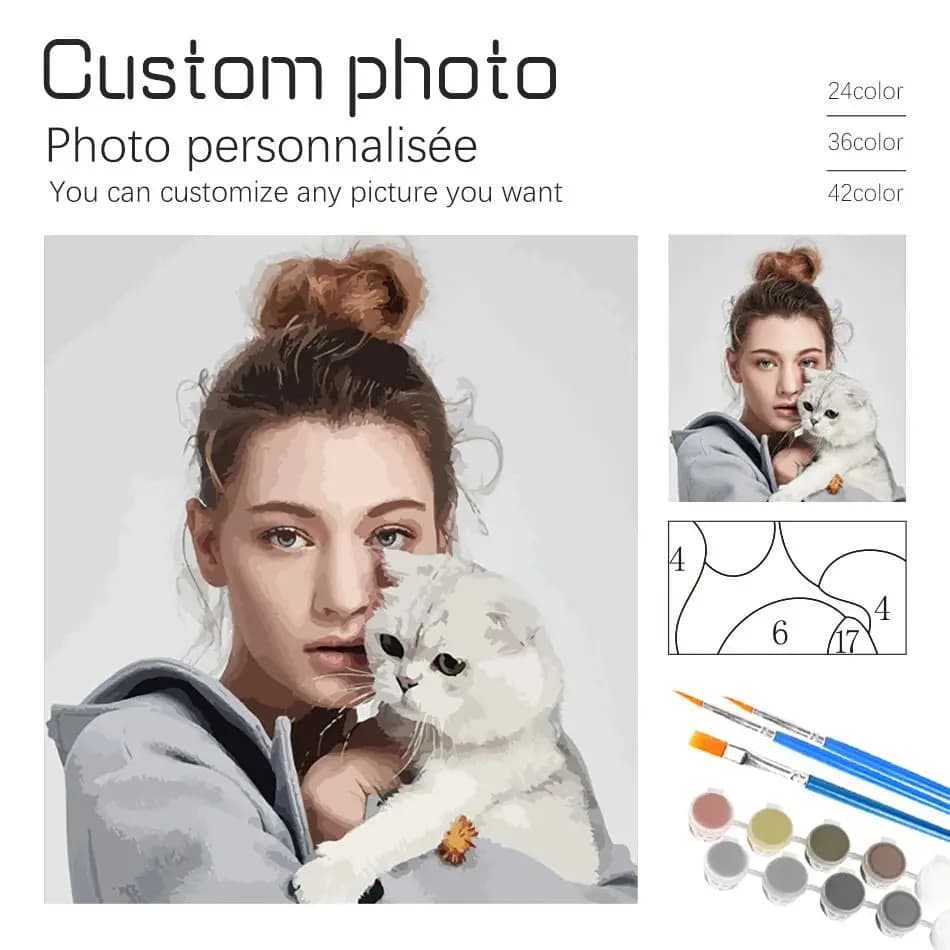 24 colori personalizzati pittura con i numeri foto pittura a olio personalizzata fai da te per numero immagine tela ritratto famiglia bambini Pho