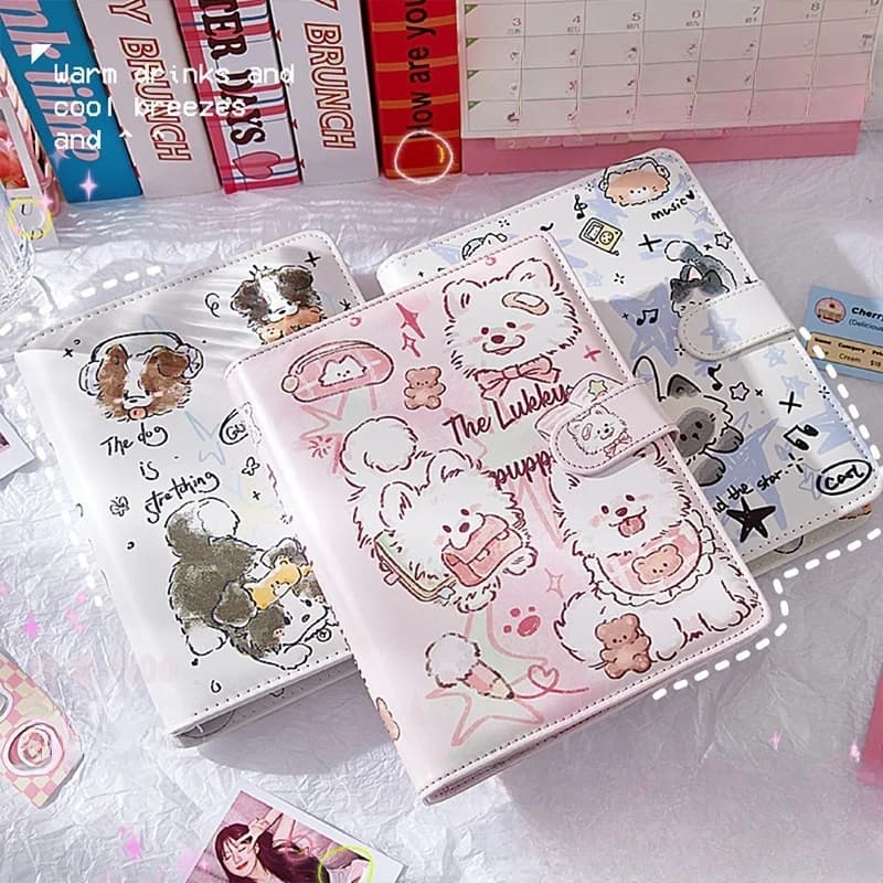 A5 Simpatico raccoglitore in pelle PU di lusso Porta carte da collezione in pelle Organizzatore di carte Libro Raccoglitore Kawaii Cartoline fotografiche Album fotografico
