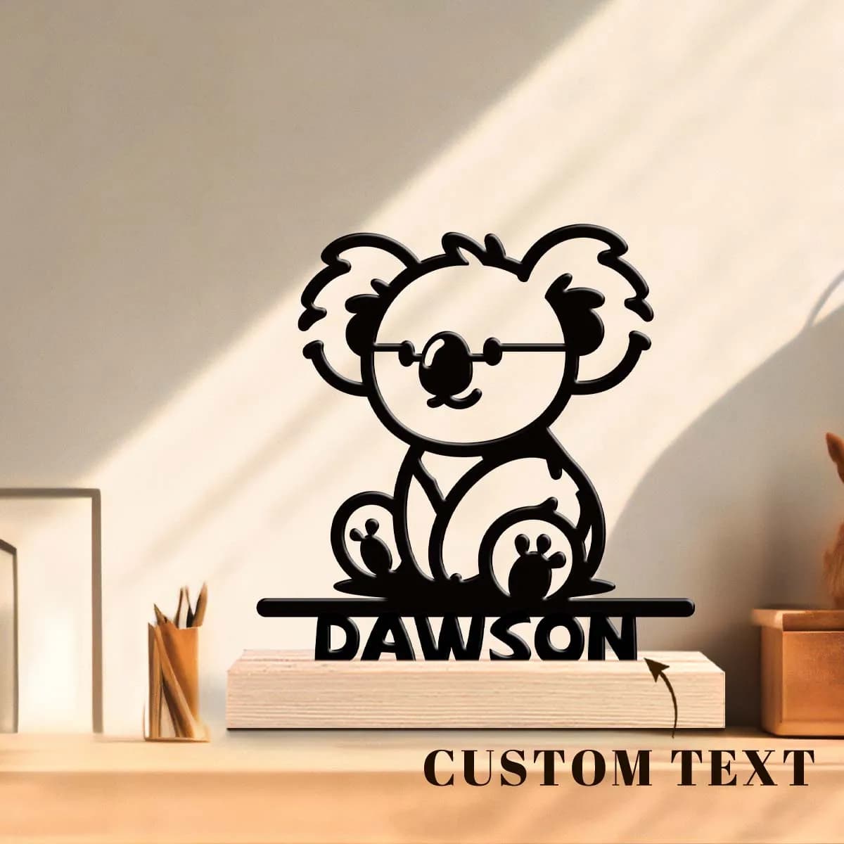 1pc Customized Metal Handicraft Ornaments Customizable Content Equipped with A Wooden Base Festival Ornaments and Decorations
