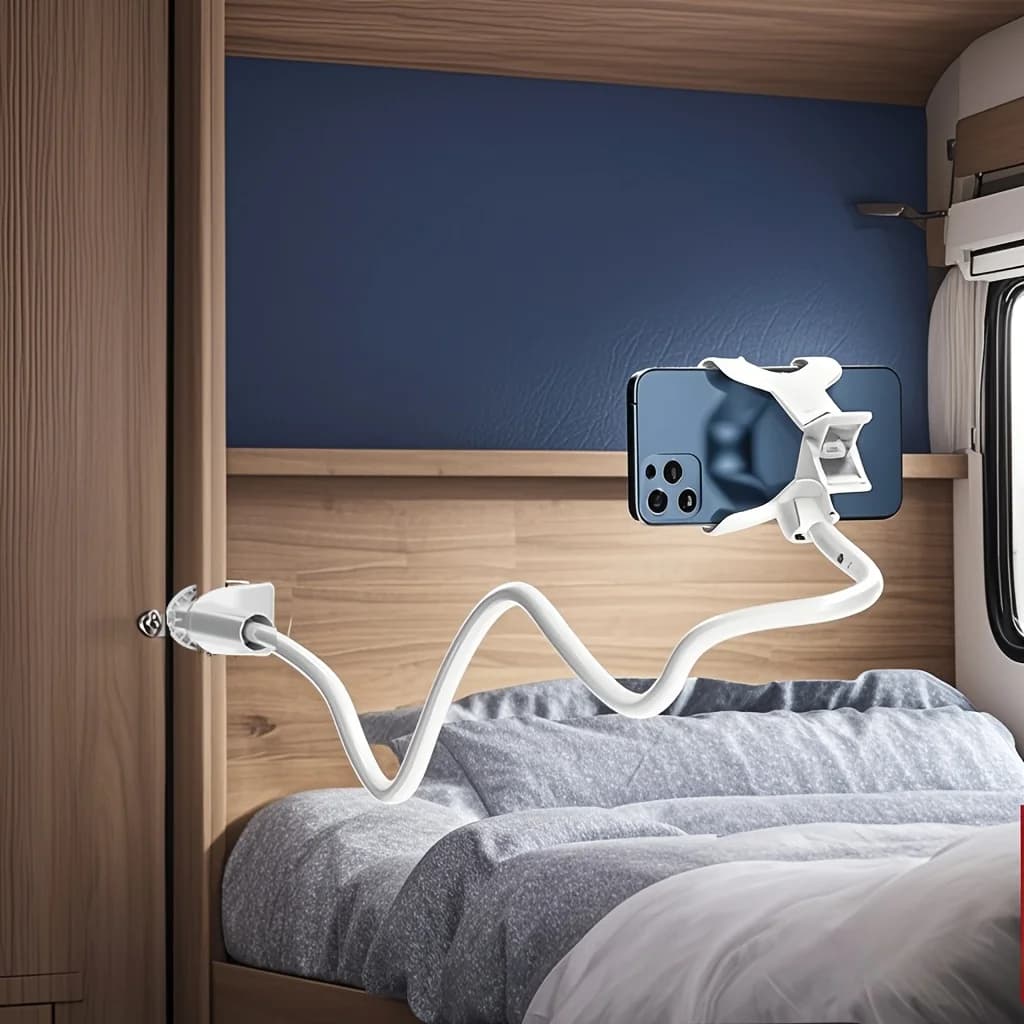 Supporto Regolabile per Telefono con Clip, Portatile e Flessibile, per Letto e Scrivania, Compatibile con iPhone 16, Samsung, Huawei