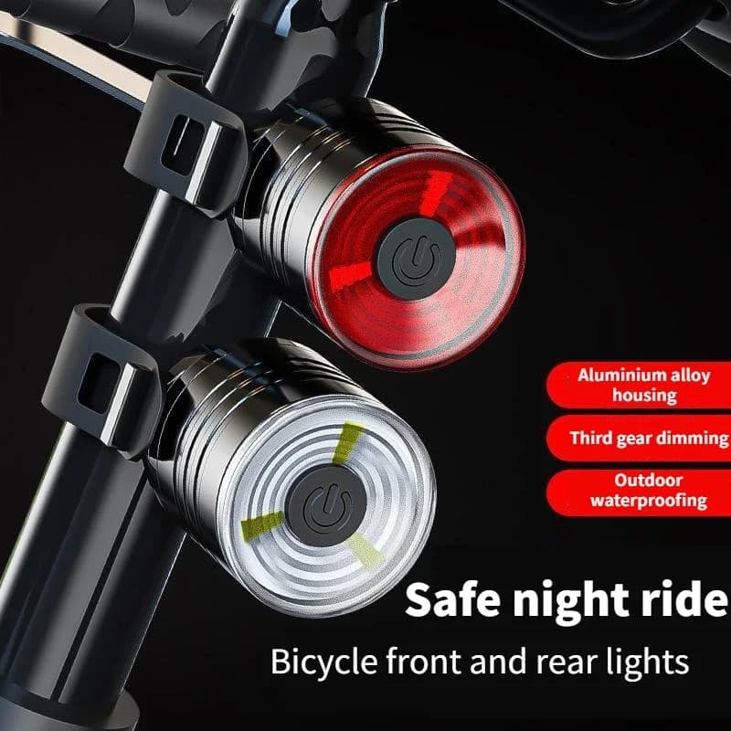 Bicycle Tail Light Aluminum Alloy Helmet Light Night Riding Warning Light Mountain Bike LED Headlight Tail Light Outdoor Sports