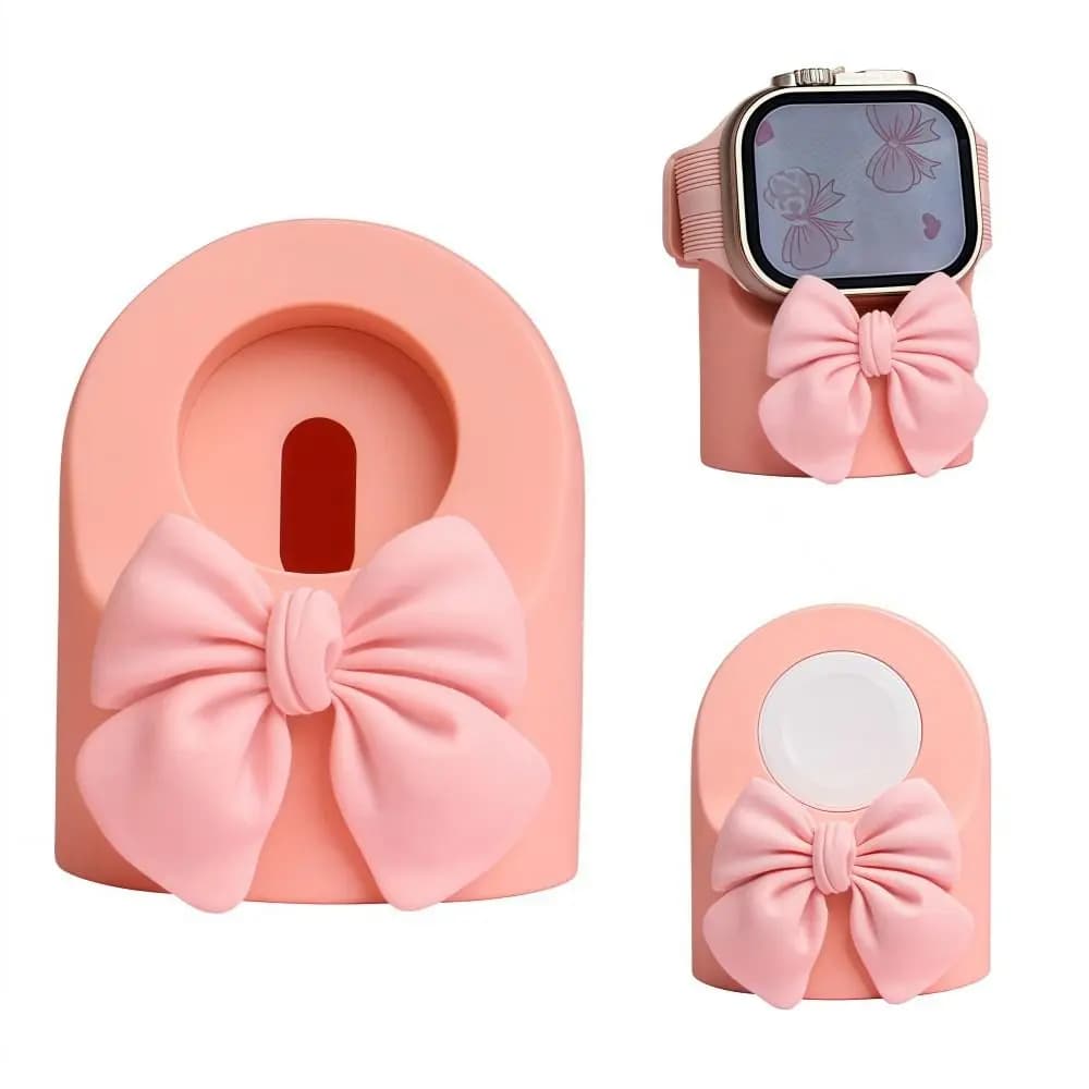 Bow Smart Watch Charger Stand Anti-slip Silicone Watch Charging Dock Shockproof Portable Watch Desktop Stand for Apple Watch