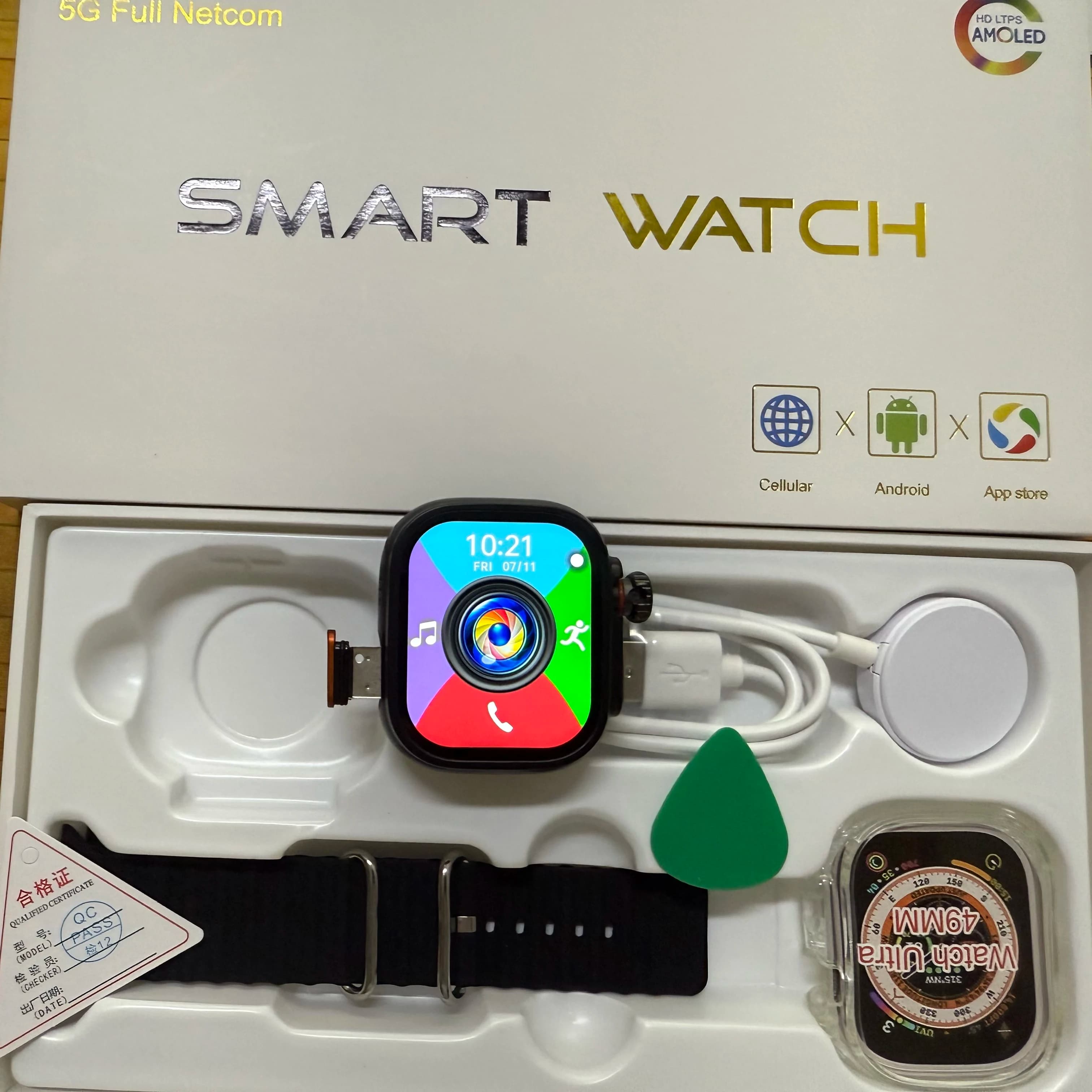 Smartwatch JC03 Pro 5G LTE Android 13.0 con Display AMOLED da 2,39'', Fotocamera Estraibile da 900W, Slot per Scheda SIM, GPS e WIFI