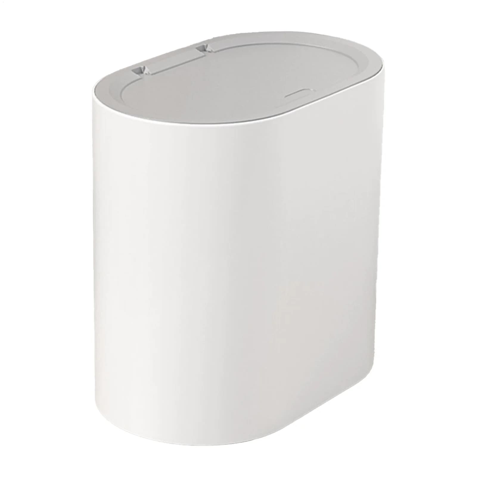 Bathroom Trash Can with Lid Trash Bin Press Top Waste Basket Stylish Slim Garbage Can Compact Spaces Wastebasket for Kitchen