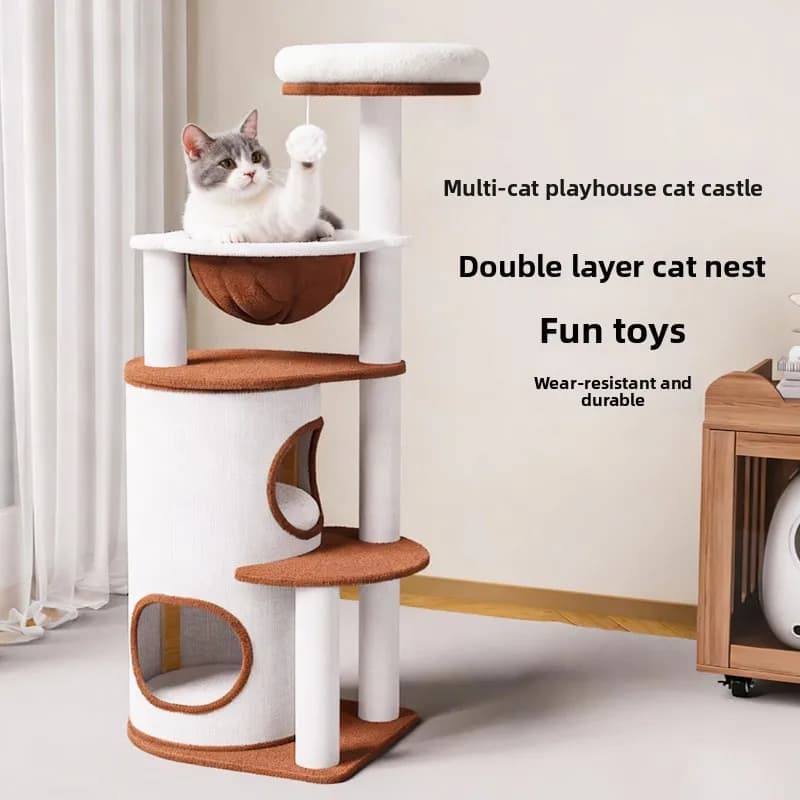 Light luxury cream style cat climbing frame, multi-layer cat villa, cat toys, cat nest, cat scratching board, cat climbing pole