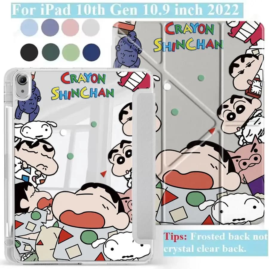Custodia per Tablet C-Crayon S-Shinchan Divertente con Supporto a Y per iPad Pro 2025 Pro 11th 10th 9th 8th 7th 12.9 pollici Air 4 5 M3 M2 1 2