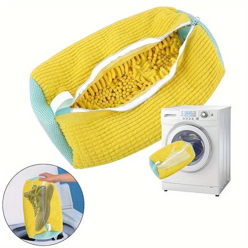 Bag for washing zipper shoes Breathable cotton linen bag for gymnastics shoes Delicate bag for delicate machine drying shoes
