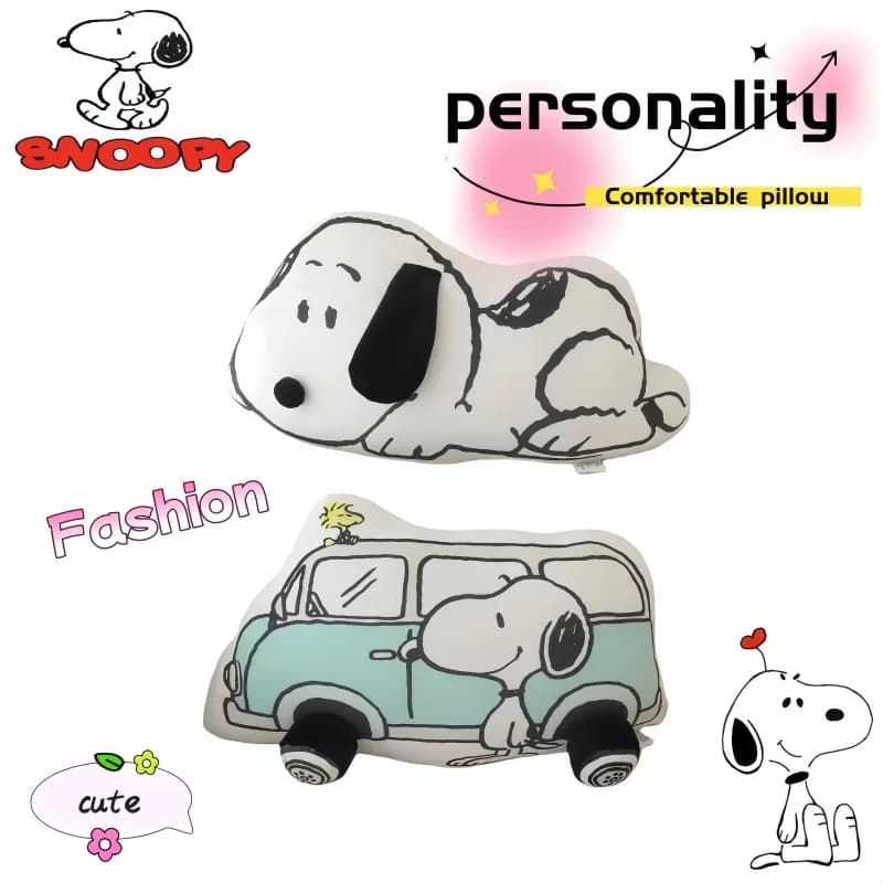 Poggiatesta e cuscino lombare per auto Snoopy, simpatico cartone animato, elegante e personalizzato, comodo cuscino lombare per divano, regalo di compleanno