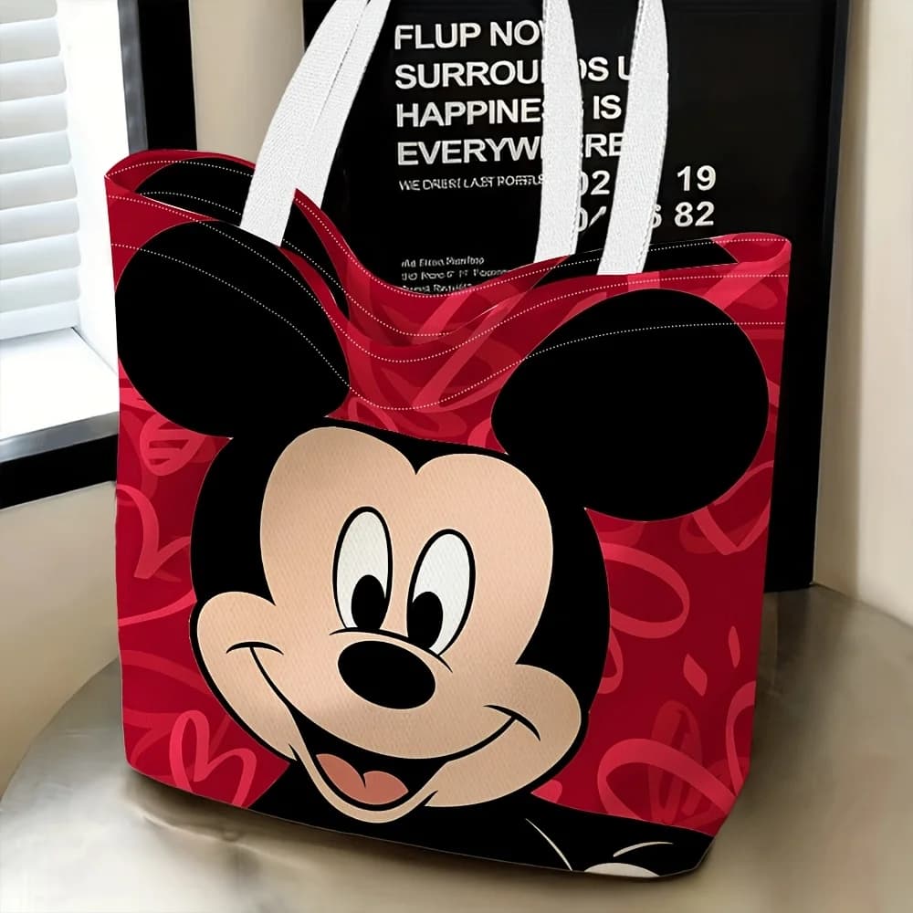 1 borsa stampata con Mickey, borsa per la spesa riutilizzabile, adatta per la vita quotidiana, lo shopping, la scuola, i viaggi,