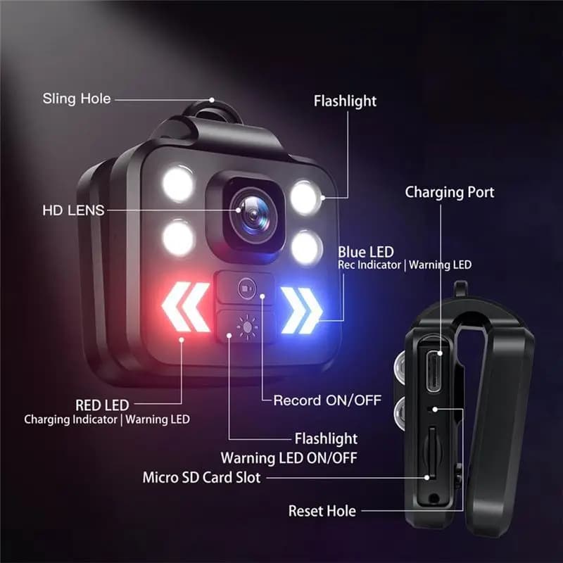 Telecamera Portatile Lucky con Registratore Video, Visione Notturna, HD 1080P per Sicurezza Domestica e Esterna, 128G