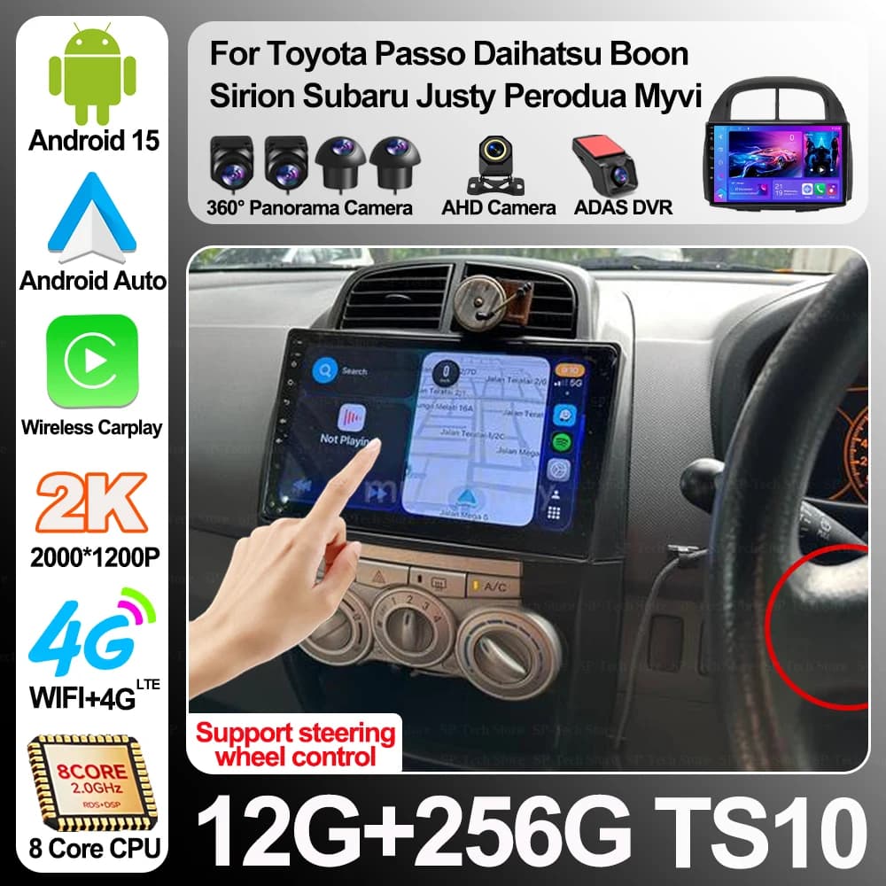 Autoradio Android 16 per Toyota Passo, Daihatsu Boon, Sirion, Subaru Justy, Perodua Myvi, Lettore Multimediale DSP, Stereo GPS 2din 5G