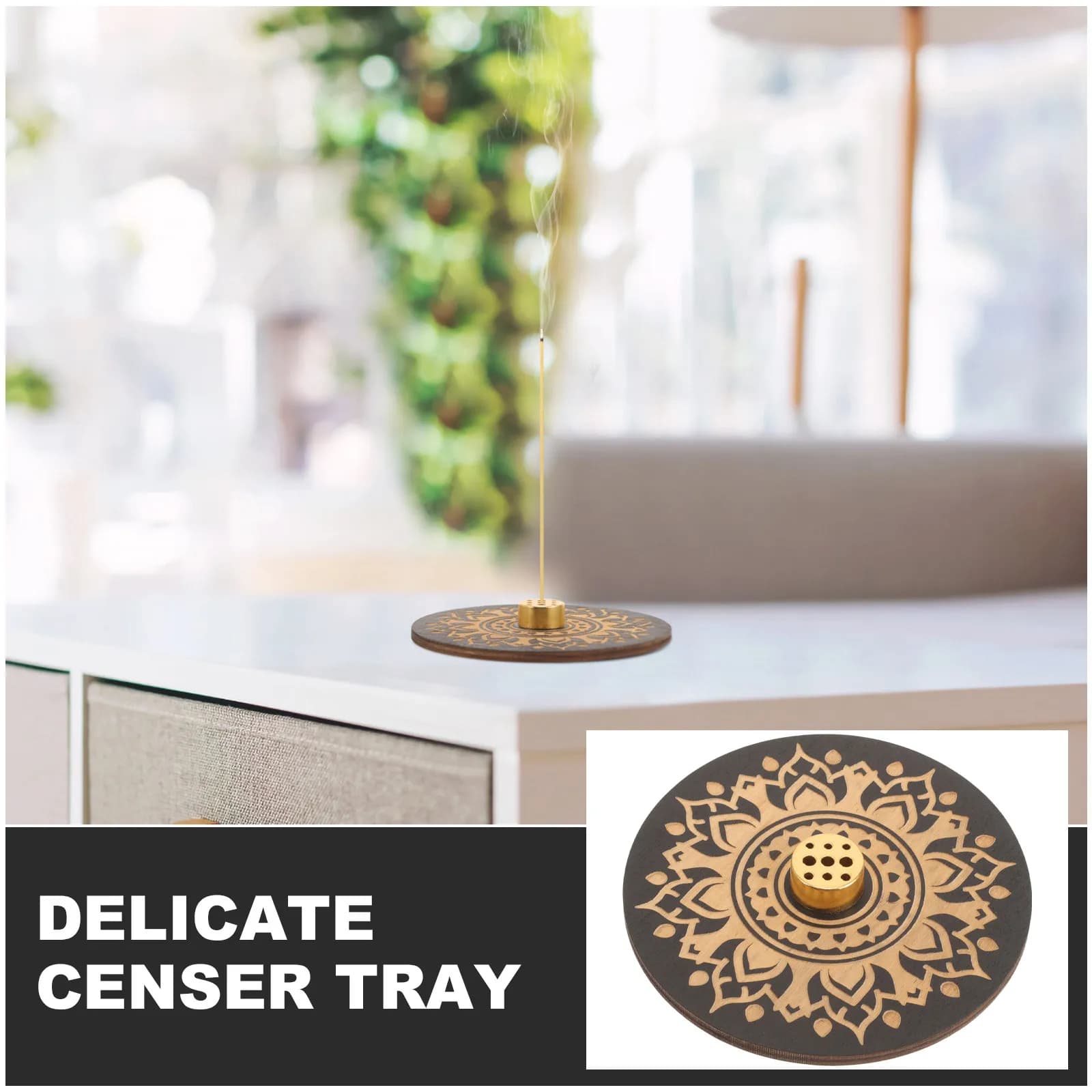 Bruciatore di incenso in legno, elegante stile vintage, compatto, da tavolo, per casa, ufficio, spazi abitativi e relax