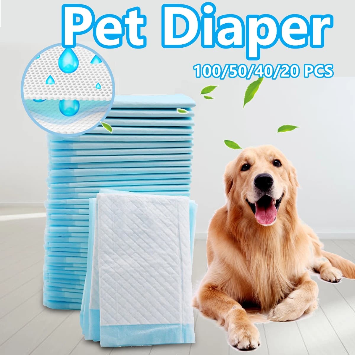 20/30/50/100 Pcs Premium Dog Training Pee Pads Ultra Absorbent Diaper Cage Mat Unscented Disposable Underpads for Puppy Pet